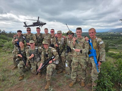 Cadets in front of Helicopter