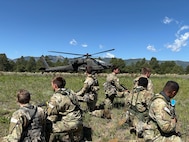 Air Force Cadets in Front of Helicopter