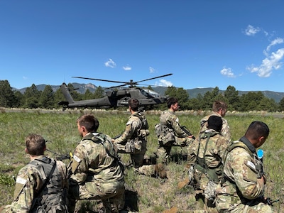 Air Force Cadets in Front of Helicopter