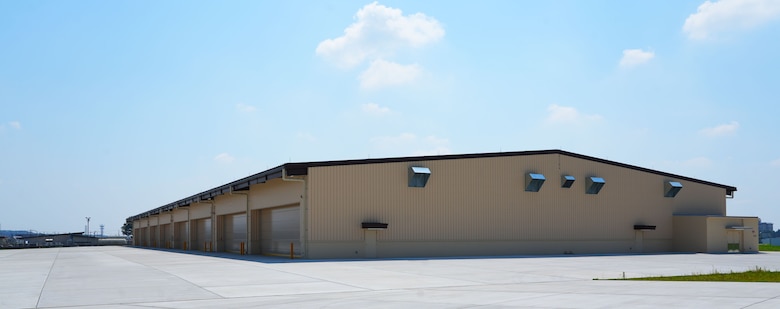An exterior view of the new Airfield Damage Repair (ADR) facility completed by the U.S. Army Corps of Engineers – Japan Engineer District (USACE JED) on Yokota Air Base, July 24, 2025.