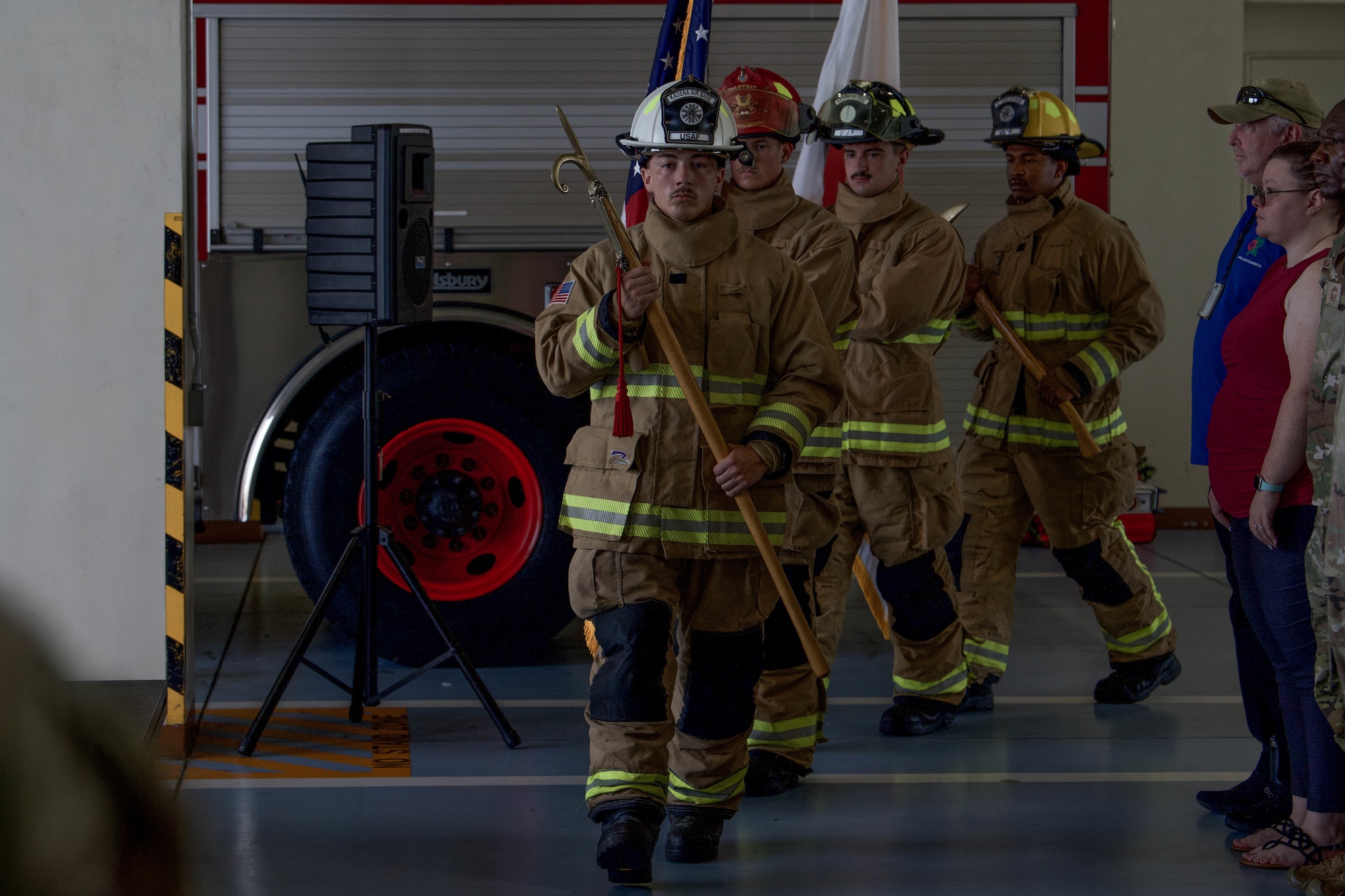 Fire Honor Guard present colours.