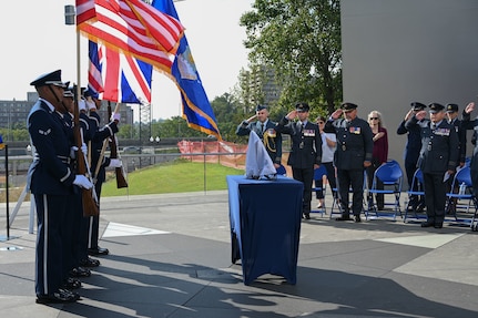 usaf band and honor guard performs at air force memorial