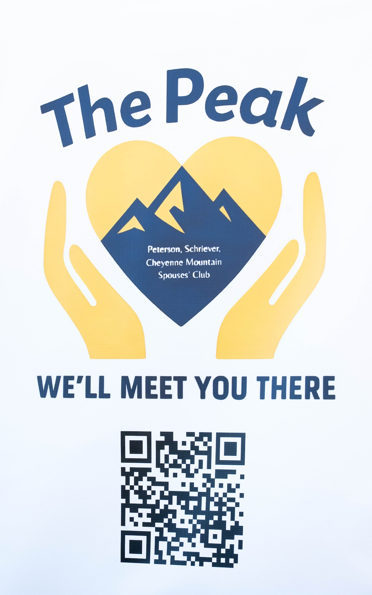 A peak banner with a QR code on it that gives information about the event.