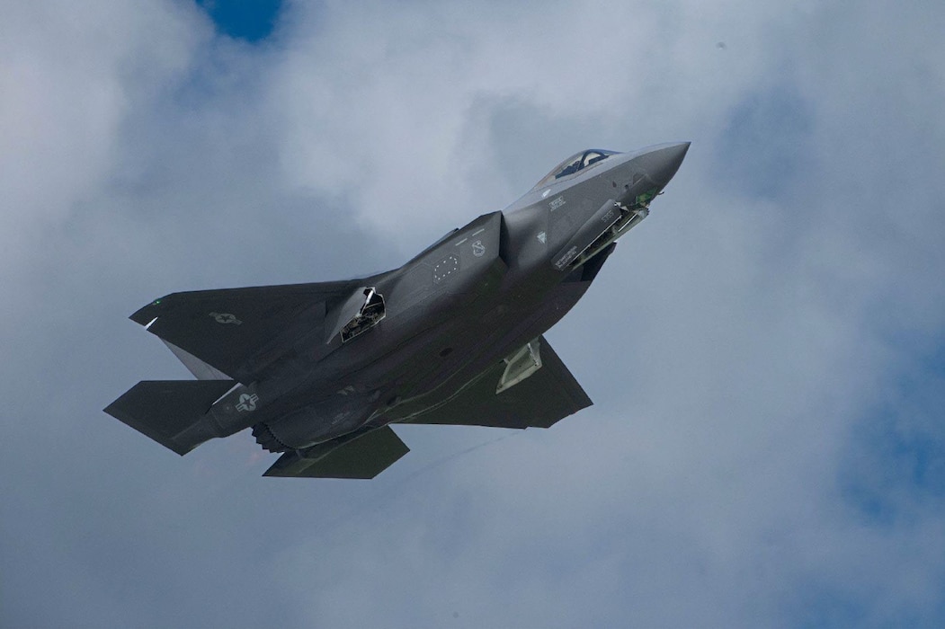 A U.S. Air Force F-35A Lightning II assigned to the 355th Expeditionary Fighter Squadron, takes off in support of Freedom Edge 25 at Kadena Air Base, Japan, Sept. 16, 2025.