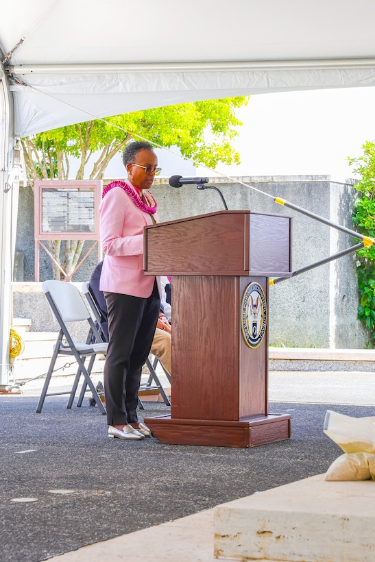 Fern Sumpter Winbush, Defense POW/MIA Accounting Agency principal deputy director, speaks at the National POW/MIA Recognition Day Ceremony hosted by DPAA at the National Memorial Cemetery of the Pacific, Honolulu, Hawaii, Sept. 19, 2025.