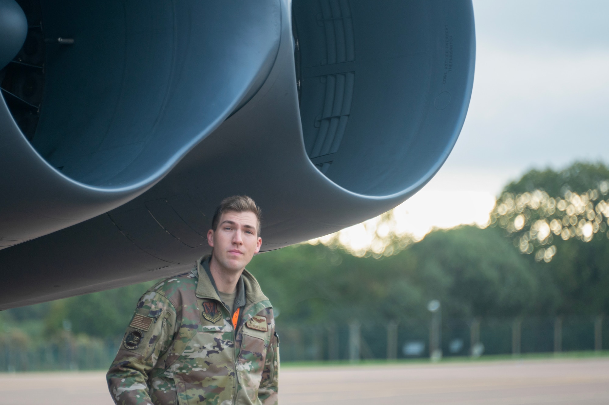 U.S. Air Force Capt. Oscar Klempay, a pilot assigned to the 93rd Bomb Squadron, Barksdale Air Force Base, Louisiana, performs a pre-flight inspection of a B-52H Stratofortress aircraft during Exercise Cobra Warrior 25-2 at RAF Fairford, England, Sept. 18, 2025. During CW 25-2 bomber aircrews are scheduled to conduct complex training scenarios designed to develop tactics, techniques, and procedures that can be utilized in near-peer adversary engagement. (U.S. Air Force photo by Staff Sgt. Tambri Cason)