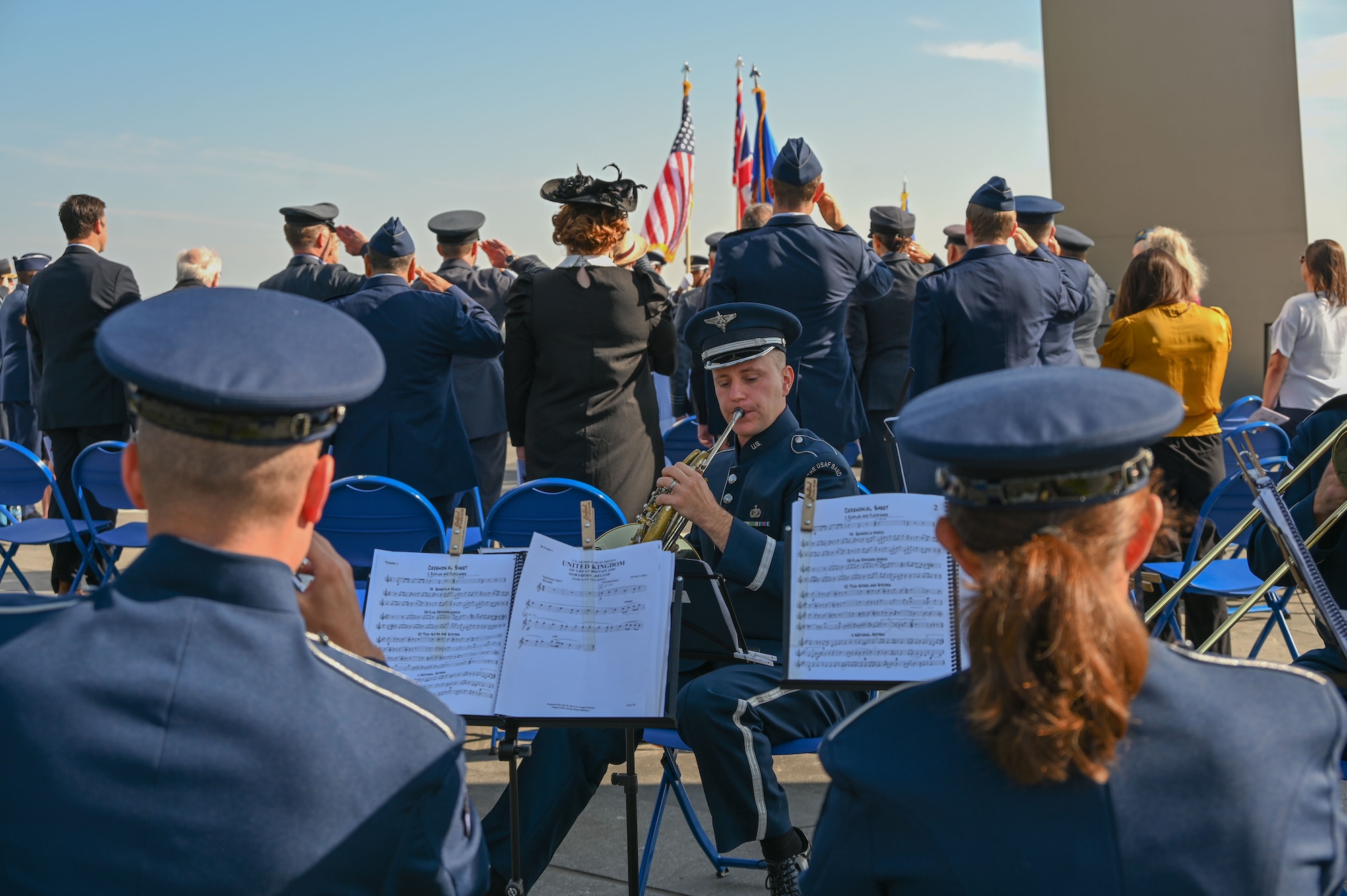 usaf band and honor guard performs at air force memorial