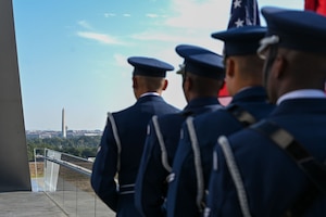 usaf band and honor guard performs at air force memorial
