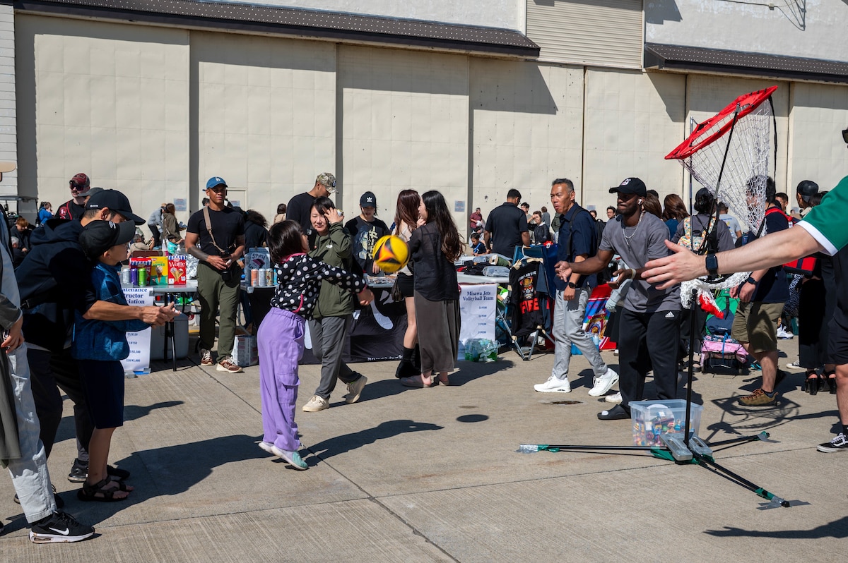 Attendees play games during Air Fest 2025 at Misawa Air Base, Japan, Sept. 21, 2025.