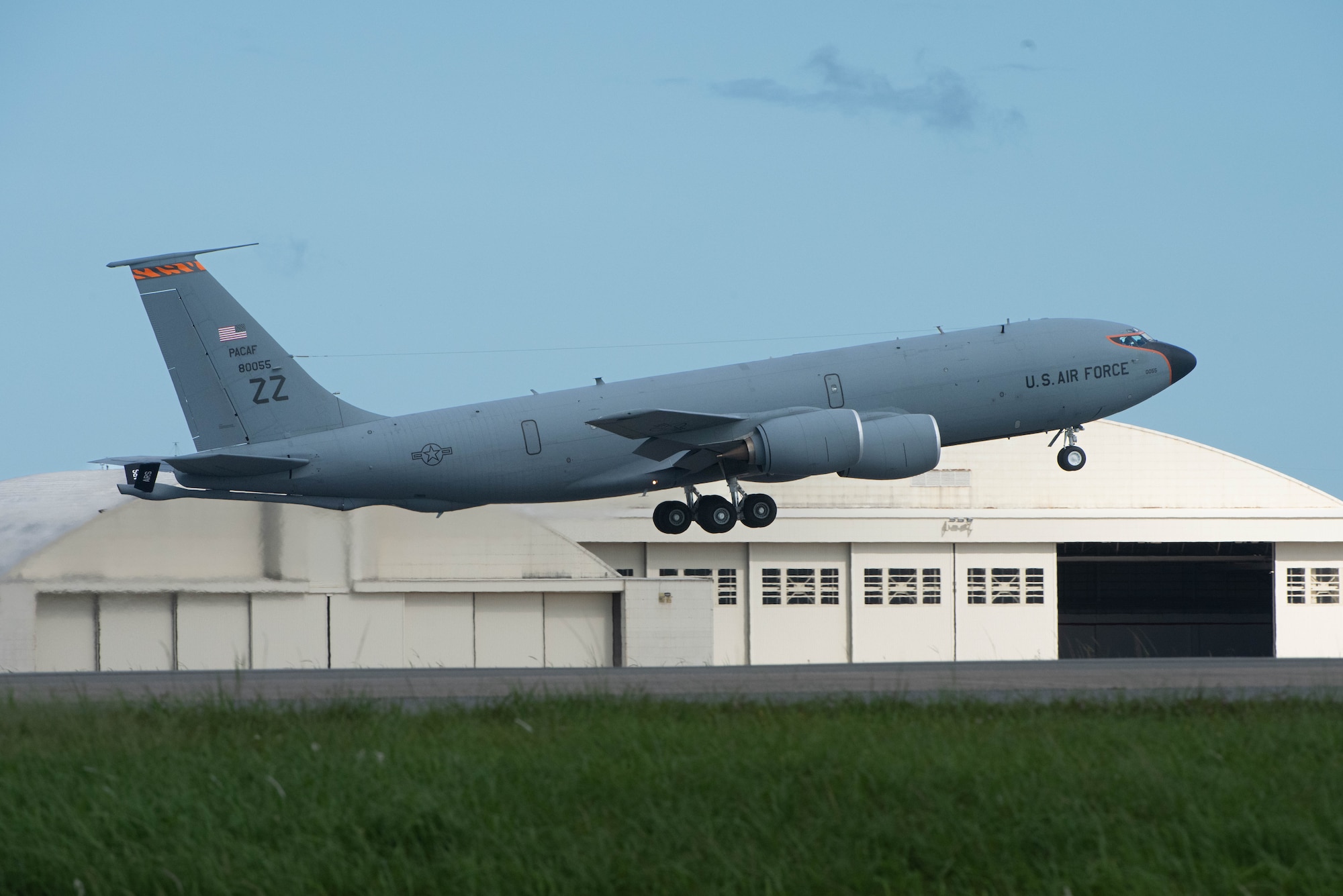 A U.S. Air Force aircraft takes off.