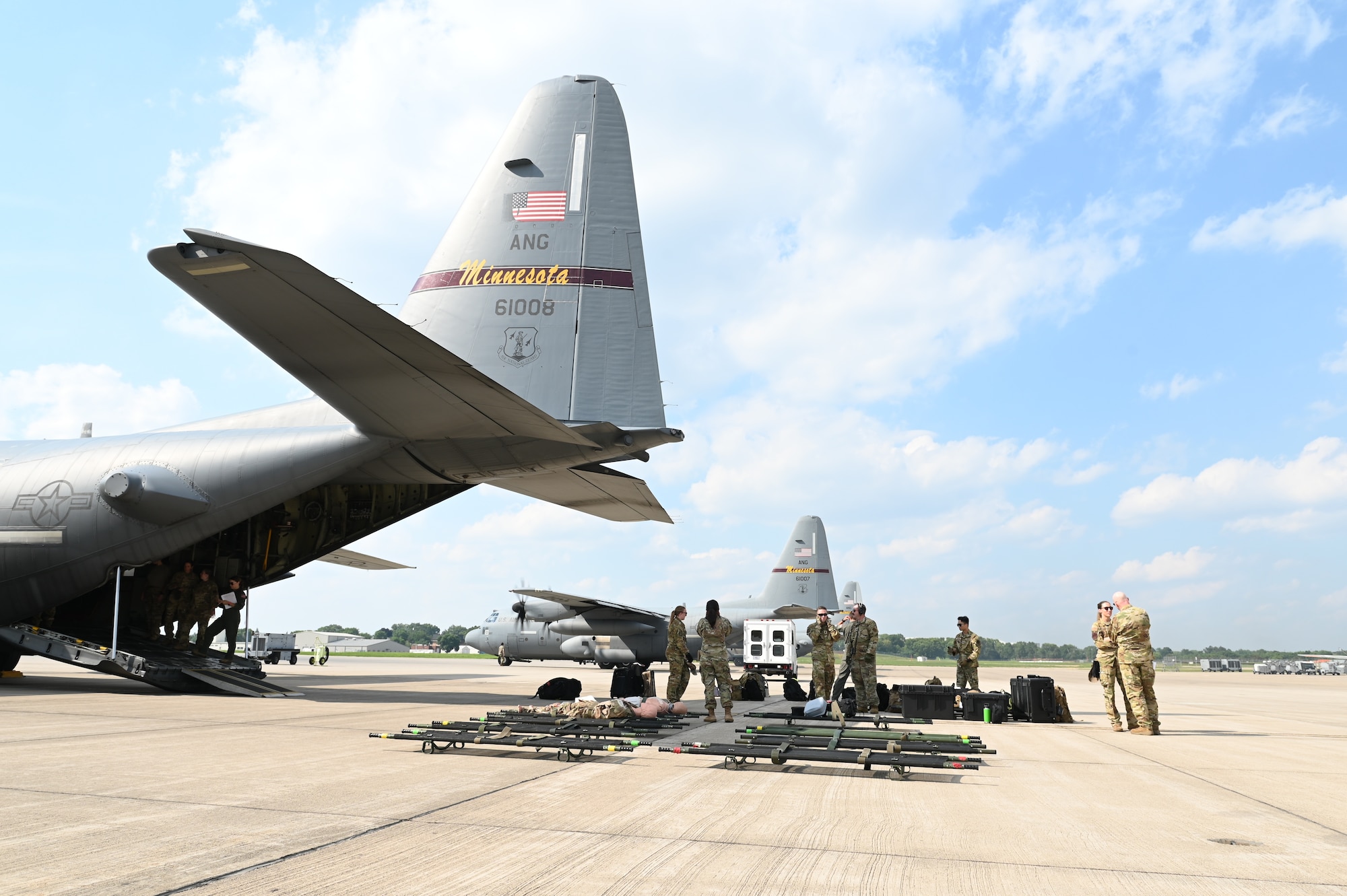 The Critical Care Air Transport Team (CCATT) prepares for an in-flight hands-on exercise in St. Paul, Minn., Aug. 13, 2025.