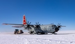 An LC-130 Hercules aircraft from the 109th Airlift Wing is being unloaded at Summit Station, Greenland, May 9, 2024. Summit Station is ideal for studying long-range intercontinental transport and its effects on the ice sheet surface.