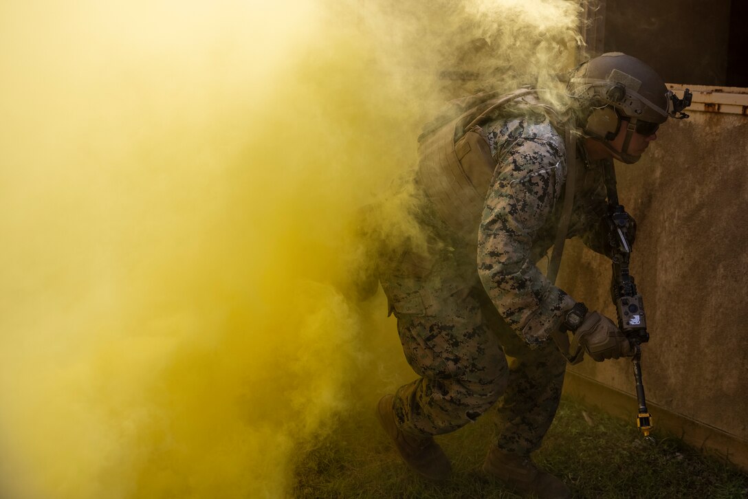 U.S. Marine Corps Cpl. Zakary Heinman, a rifleman with 2nd Battalion, 2nd Marine Regiment, participates in urban operations training during exercise UNITAS 2025 at Marine Corps Base Camp Lejeune, North Carolina, Sept. 18, 2025. UNITAS, which is Latin for “unity,” was conceived in 1959 and has taken place annually since first conducted in 1960. This year marks the 66th iteration of the world’s longest-running annual multinational maritime exercise. (U.S. Marine Corps photo by Lance Cpl. Payton Goodrich)