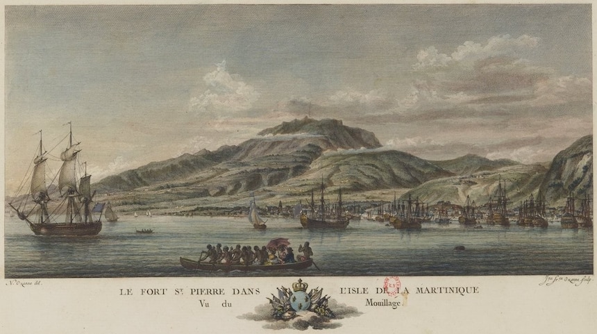 View of the St. Pierre roadstead, in : Nouvelles vues perspectives des ports de France dessinées pour le Roi par M. Ozanne, Ingénieur de la Marine, gravées par Y. Le Gouaz (1776). French National Library.