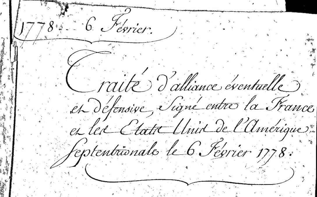 Title of the Franco-American Treaty of February 6, 1778. French Diplomatic Archives, no. TRA17780011.
