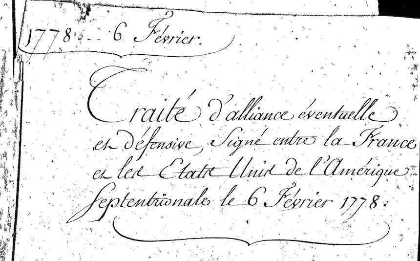 Title of the Franco-American Treaty of February 6, 1778. French Diplomatic Archives, no. TRA17780011.