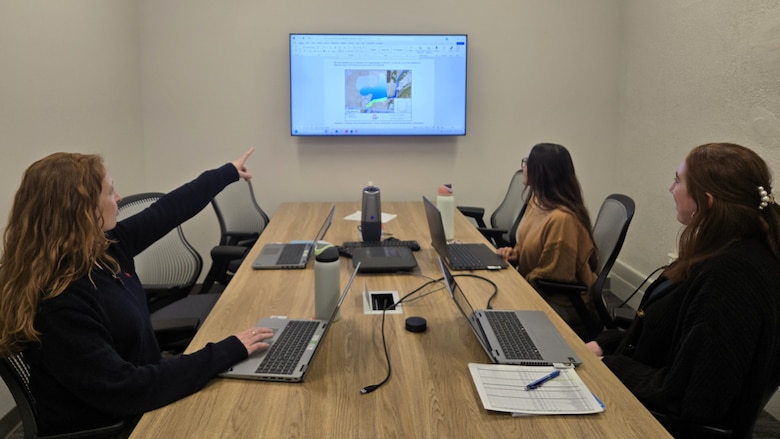 U.S. Army Corps of Engineers, Buffalo District Biologists Allison Stefanelli and Rebecca Cash participate in a project delivery team meeting with Project Manager Kelsey McElwain for the Great Lakes Fishery and Ecosystem Restoration Keil Farm project in Buffalo, N.Y.