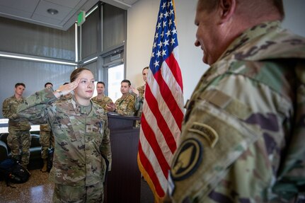 Cadet salutes officer