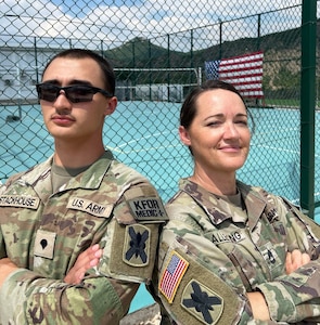 Sgt. 1st Class Tresa Allemang and her son, Cpl. Aiden Stackhouse, assigned to the 256th Infantry Brigade Combat Team, are serving together on the NATO-led KFOR mission in Kosovo. The mother and son have the opportunity to share a common dream of serving side by side on the same mission.