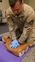 Soldiers from the Harrisburg Recruiting Battalion, practice CPR and AED use during American Red Cross Instructor-Led Training. (photo by Cynthia Stephenson)