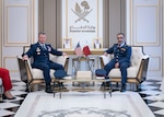 Chairman of the Joint Chiefs of Staff Gen. Dan Caine meets Qatar's Chief of Staff of the Armed Forces Lt. Gen. Jassim Al Mannain in Doha, Qatar, Sep. 22, 2025. (DOD photo by Chief Mass Communication Specialist James Mullen)