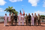 Leaders from Tripler Army Medical Center (TAMC) and U.S. Indo-Pacific Command Surgeon office met with the delegation from the India Armed Forces at Tripler Army Medical Center on Sept. 18, 2025. The delegation had the opportunity to observe how TAMC trains and develop medical professionals and discussed the challenges and successes of transitioning a peacetime healthcare system to a wartime operation. (Defense Health Agency photo by Khinna Kaminske)