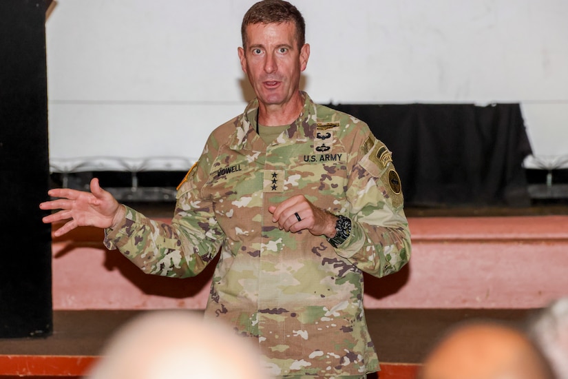 U.S. Army Lt. Gen. Joel Vowell, deputy commanding general of U.S. Army Pacific Command, speaks on the importance of innovation within the U.S. Army during the 2025 xTech Pacific competition award ceremony, September 18, 2025, Schofield Barracks, Hawaii.