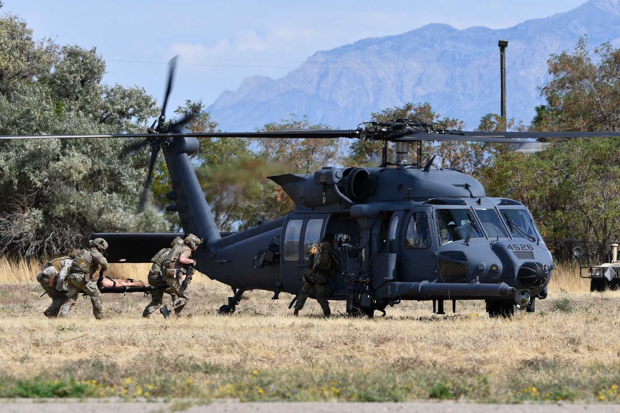 A joint exercise between the 75th Air Base Wing and the 305th Rescue Squadron tests combat readiness skills such as dynamic medical evacuation, helicopter landings and air assault training.