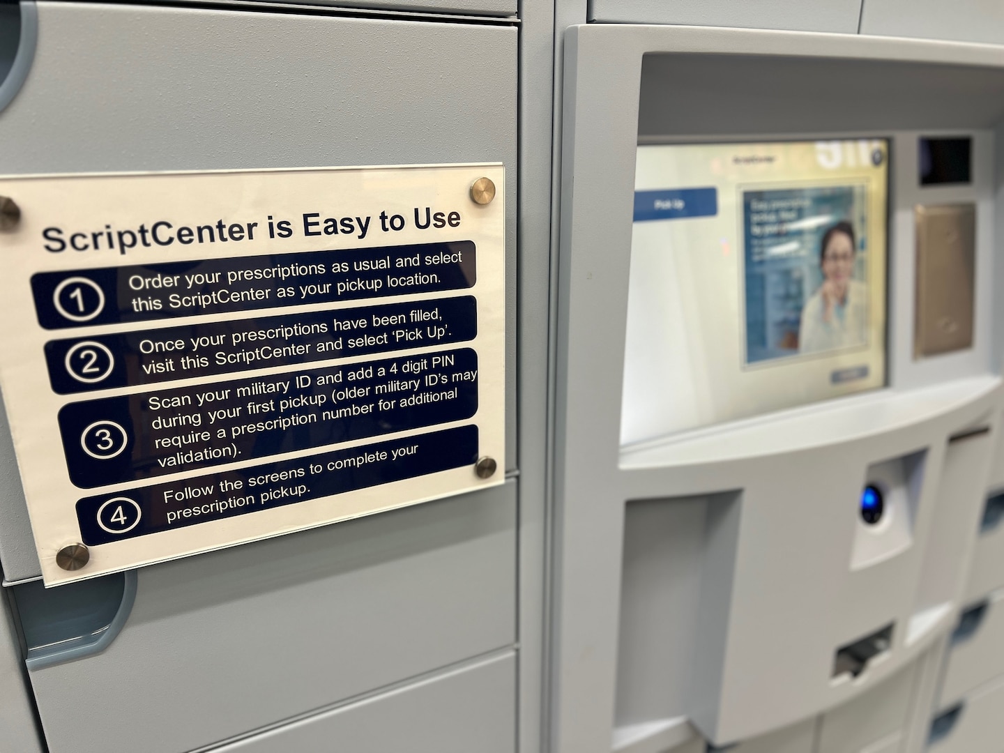 ScriptCenter kiosk with instructions panel that says 'ScriptCenter is Easy to Use'