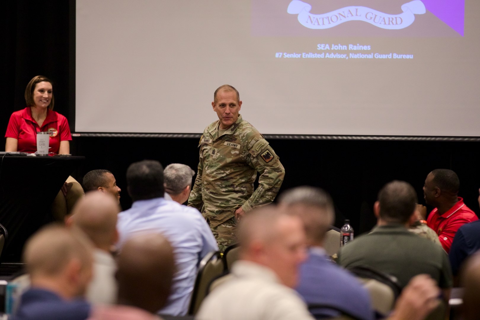 Senior Enlisted Advisor to the National Guard Bureau, John Raines, delivers remarks during the 49th Annual Enlisted Association of the National Guard of Georgia Conference, Sept. 20, 2025, in LaGrange, Ga.