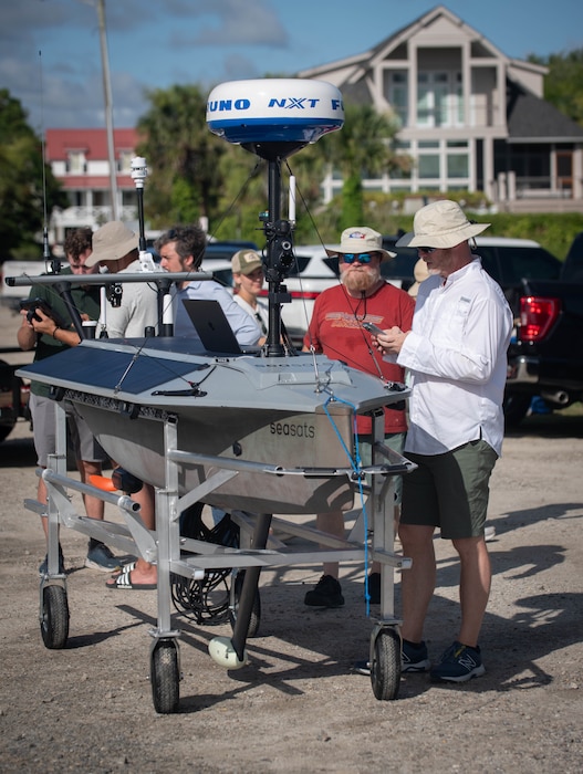 Sullivan’s Island, SC (June 30, 2025) Engineers with Naval Information Warfare Center (NIWC) Atlantic's Unmanned Naval Innovation Team (UNIT) launched an Unmanned Surface Vessel (USV) in late June to attempt the first-ever transatlantic crossing by a self-driven boat. The USV took to the sea out of Sullivan's Island, South Carolina, bound for Portugal - a trip that is expected to take more than 60 days to accomplish. UNIT engineers will be collecting, monitoring and analyzing data collected from the USV's onboard sensors as it makes its way across the ocean, providing a valuable proving ground for future capabilities. (U.S. Navy photo by Joe Bullinger/Released)