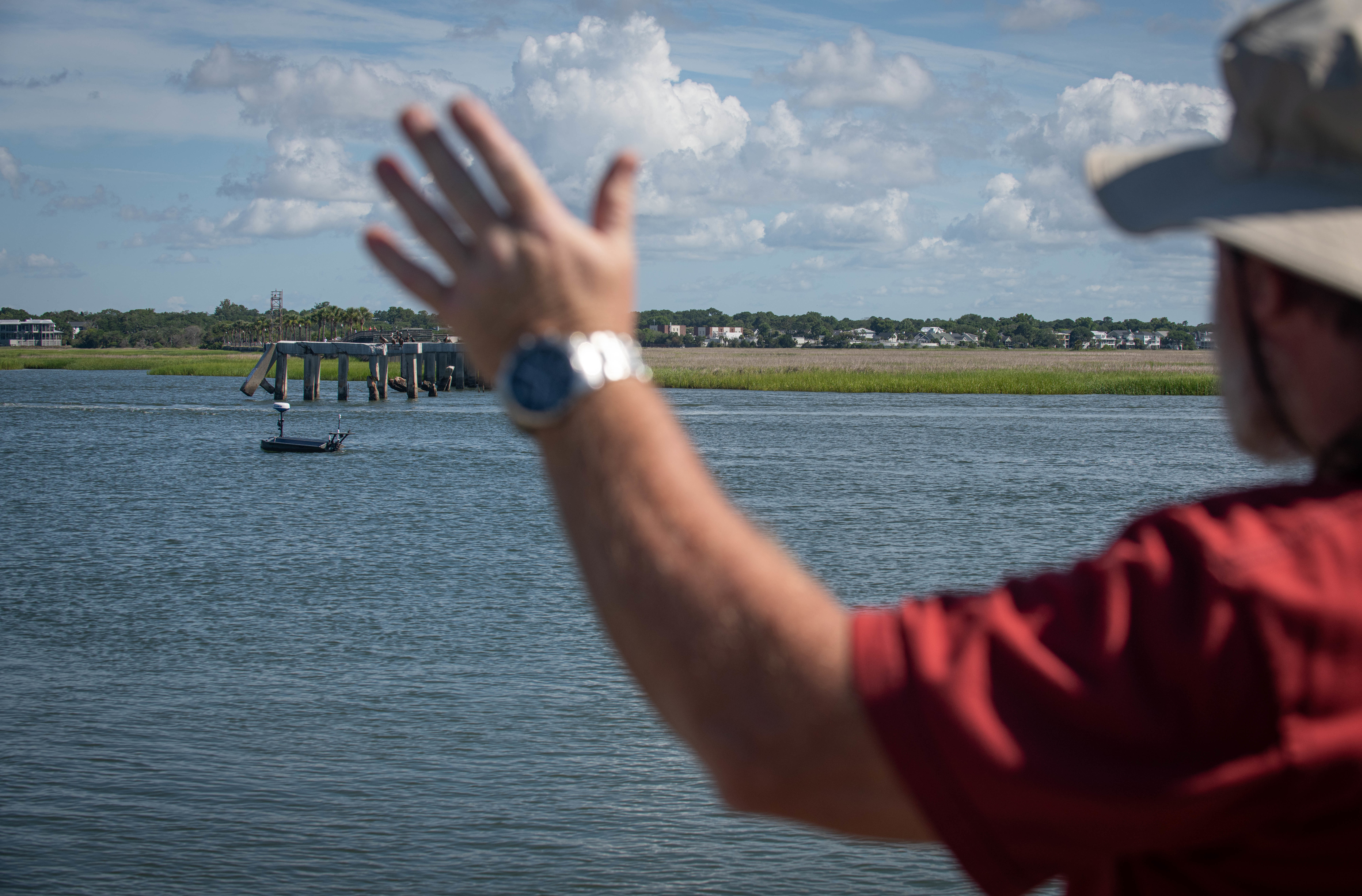 Sullivan’s Island, SC (June 30, 2025) Engineers with Naval Information Warfare Center (NIWC) Atlantic's Unmanned Naval Innovation Team (UNIT) launched an Unmanned Surface Vessel (USV) in late June to attempt the first-ever transatlantic crossing by a self-driven boat. The USV took to the sea out of Sullivan's Island, South Carolina, bound for Portugal - a trip that is expected to take more than 60 days to accomplish. UNIT engineers will be collecting, monitoring and analyzing data collected from the USV's onboard sensors as it makes its way across the ocean, providing a valuable proving ground for future capabilities. (U.S. Navy photo by Joe Bullinger/Released)
