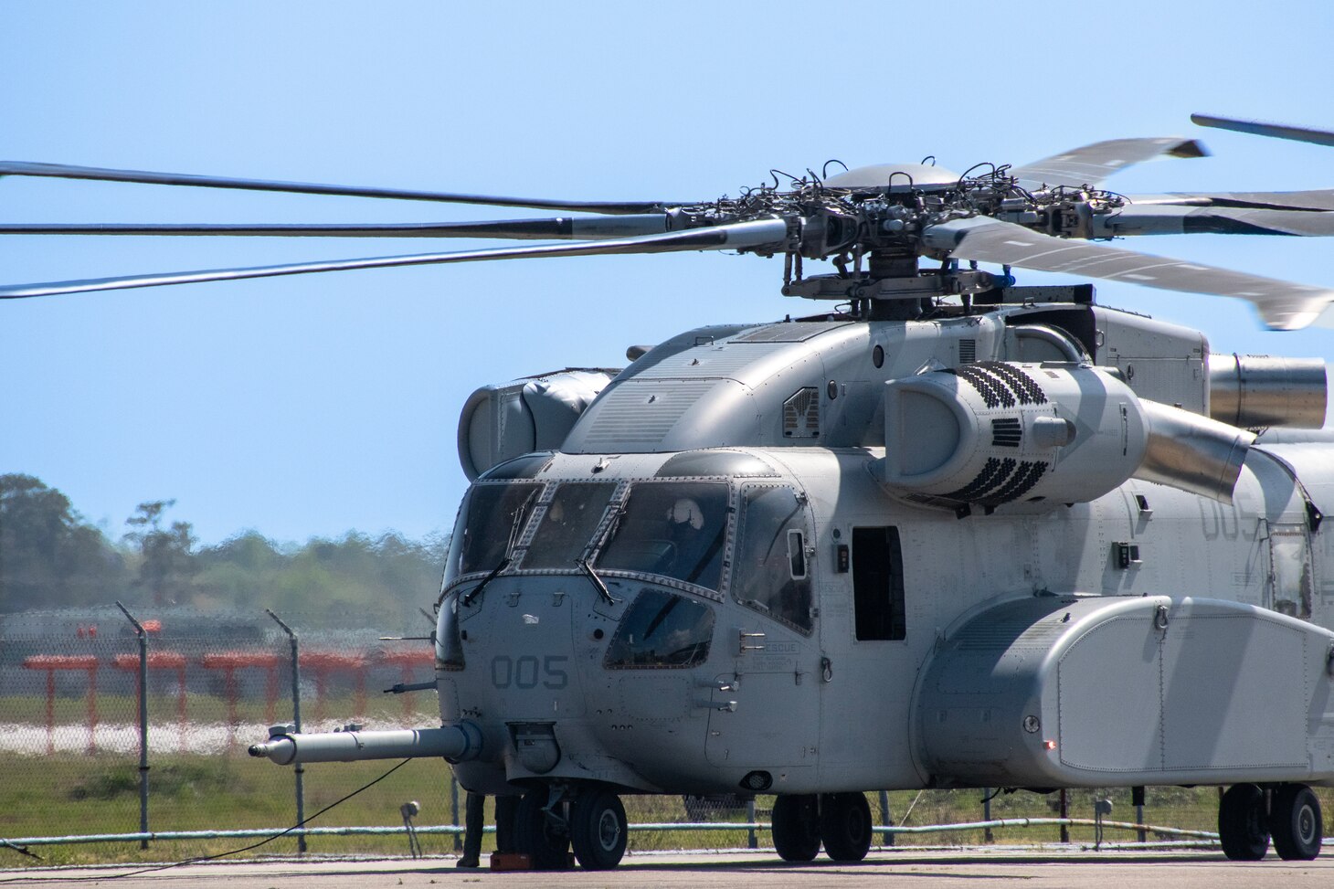 A CH-53K King Stallion arrives for routine maintenance at Fleet Readiness Center East (FRCE) April 4 from Marine Heavy Helicopter Squadron 461 (HMH-461) onboard Marine Corps Air Station New River. The aircraft is the first King Stallion ever inducted for depot-level maintenance. FRCE inducted the aircraft April 17 as the first of 14 planned for induction as part of the Age Exploration Program, Depot (AEPD). AEPD collects information regarding the aircraft’s condition through controlled testing and analysis and assists in the development of effective and efficient maintenance schedule for new aircraft.