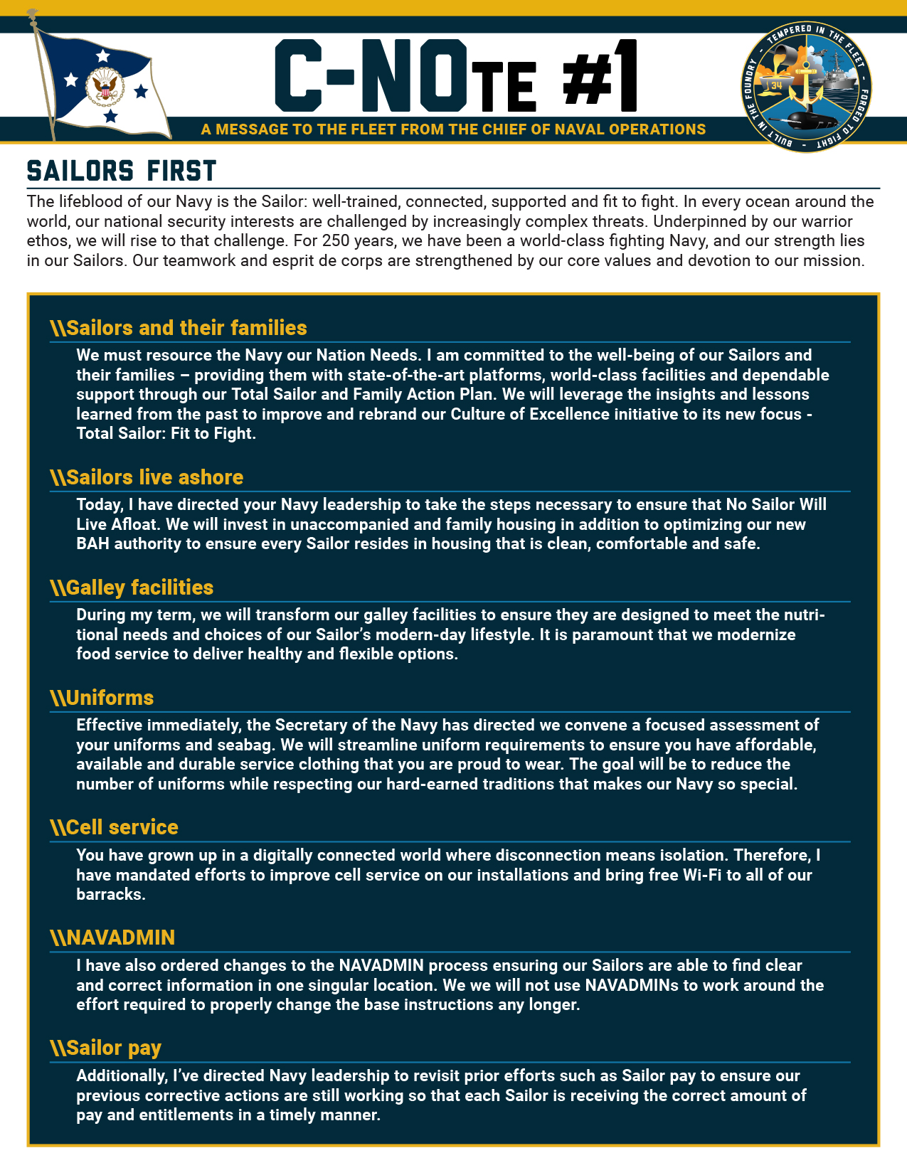 CNote #1 Sailors First