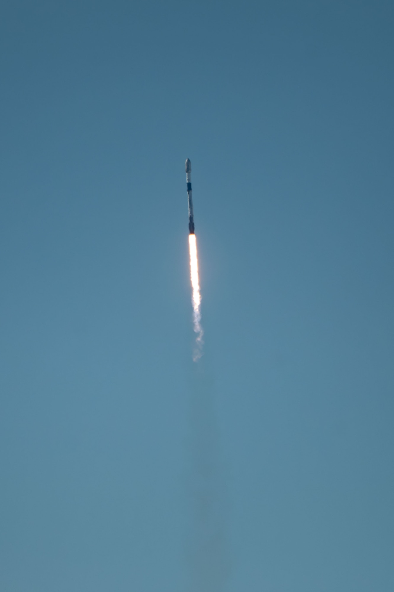 A rocket in the sky.