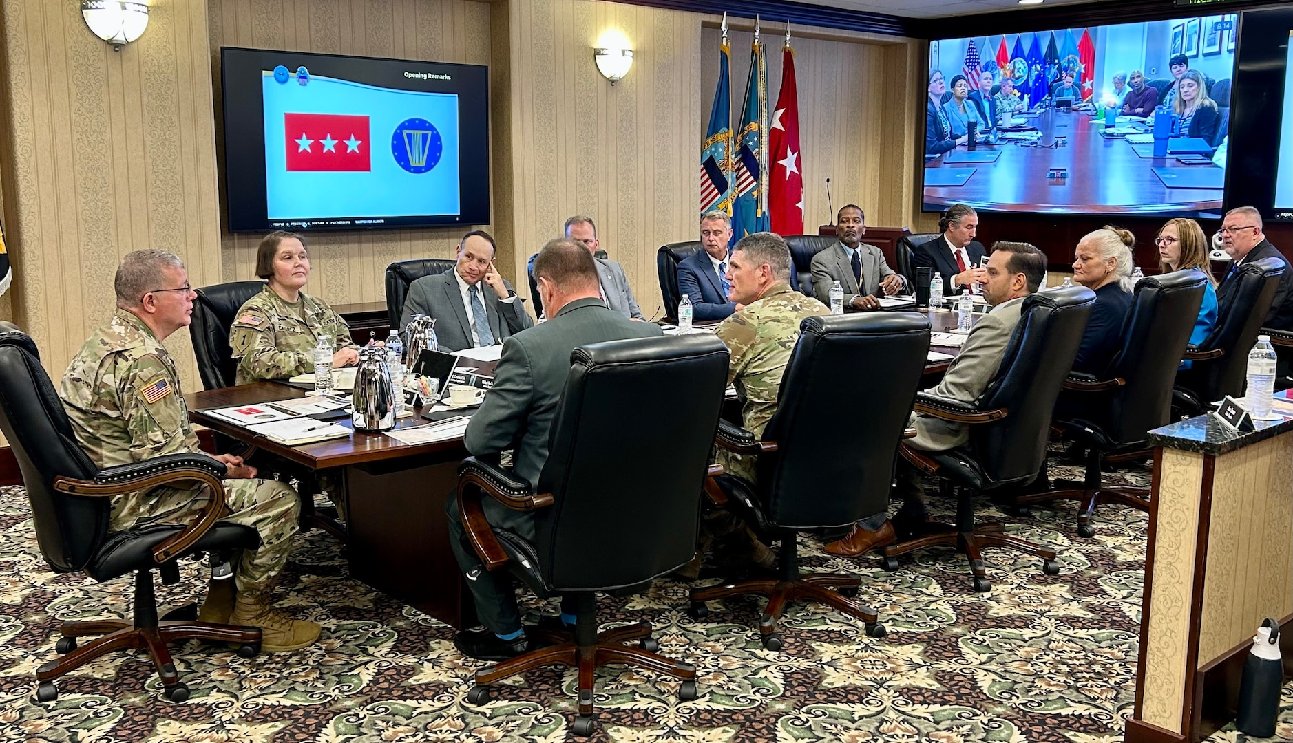 Army Lt. Gen. Mark Simerly (left), director, Defense Logistics Agency, leads the DLA Disposition Services Annual Operating Plan review Sept. 19th, at the Hart-Doyle-Inouye Center in, Battle Creek, Michigan.
