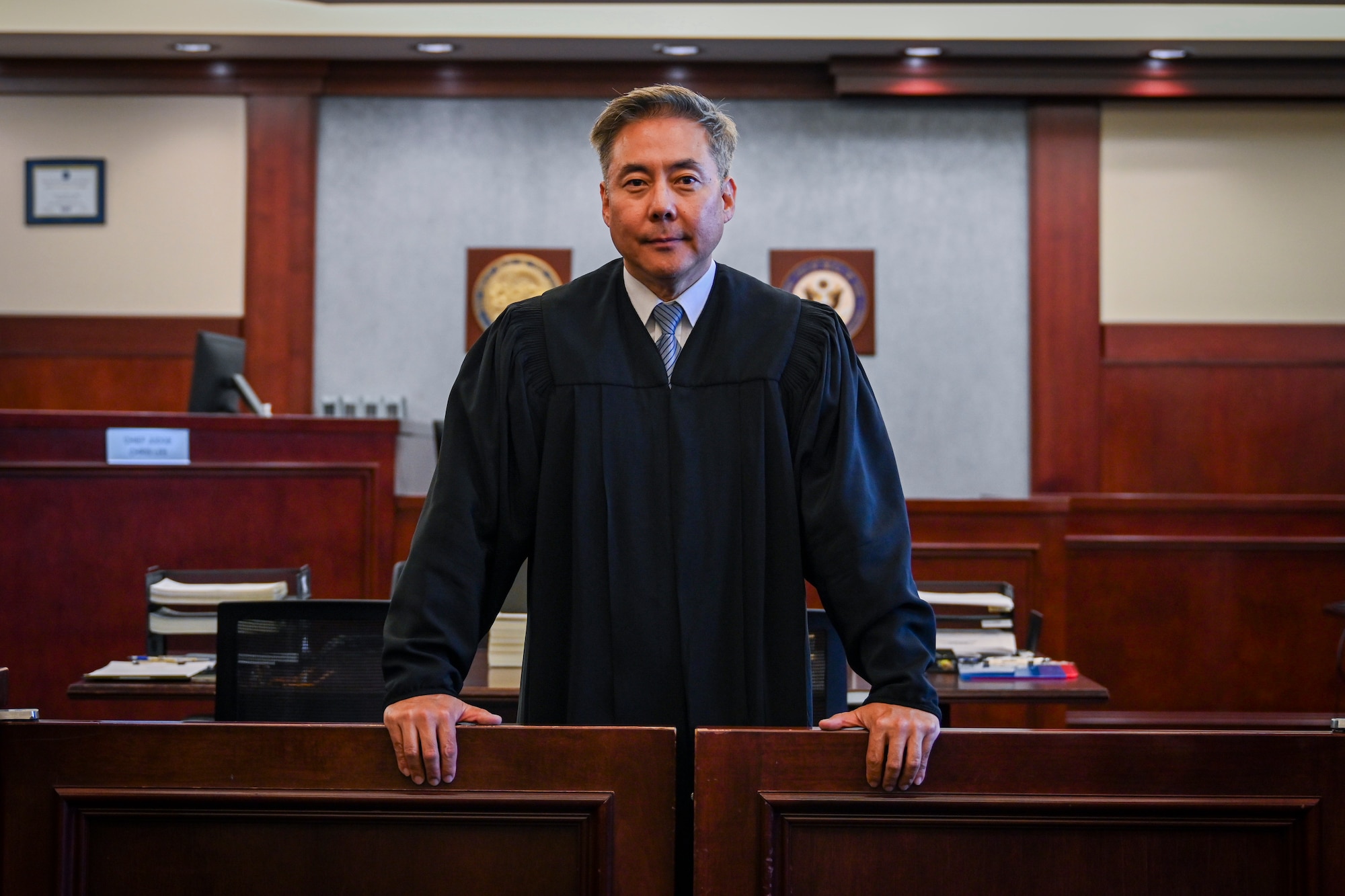 U.S. Air Force Maj. Christopher Lee, 926th Wing staff judge advocate, also serves as the Chief Judge of the North Las Vegas Municipal Court, Nevada in his civilian capacity.