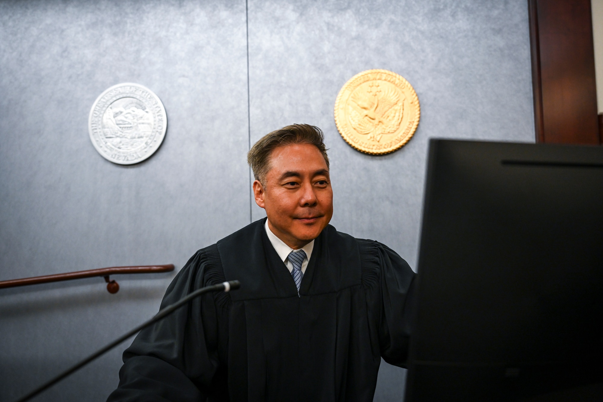 U.S. Air Force Maj. Christopher Lee, 926th Wing staff judge advocate, also serves as the Chief Judge of the North Las Vegas Municipal Court, Nevada in his civilian capacity.