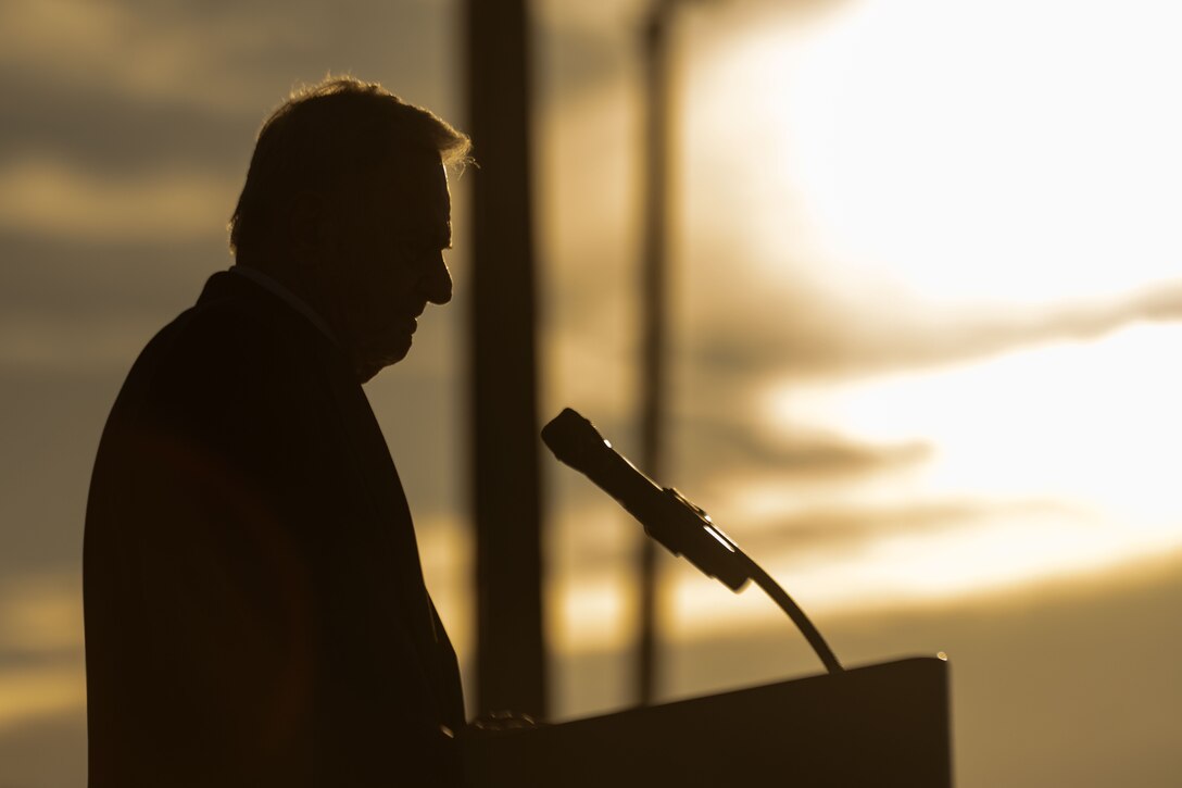 CDR Bradley E. Smith, U.S. Navy retired and former Vietnam POW, shares his story with MacDill service members during the POW/MIA Recognition Day Opening Ceremony at MacDill Air Force Base, Florida, Sept. 18, 2025. At the time, Lieutenant Smith was an A4C pilot assigned to Attack Squadron VA-76 onboard the USS Enterprise. On March 25, 1966, he and two other pilots launched their A4C aircraft during an armed reconnaissance mission on the Quang Khe Highway Ferry in Quang Binh Province, North Vietnam. A radio Hanoi broadcast later reported that North Vietnamese forces shot down one U.S. aircraft on March 25th over Quang Binh City, and that the pilot had been captured. Lieutenant Smith’s status was changed from missing in action to captured on July 20, 1966. In the Spring of 1973, Bradley E. Smith was among 591 Americans who were released from communist prisoner of war camps in Vietnam. During his years of captivity, he was promoted to the rank of commander. (U.S. Air Force photo by Senior Airman Zacahry Foster)