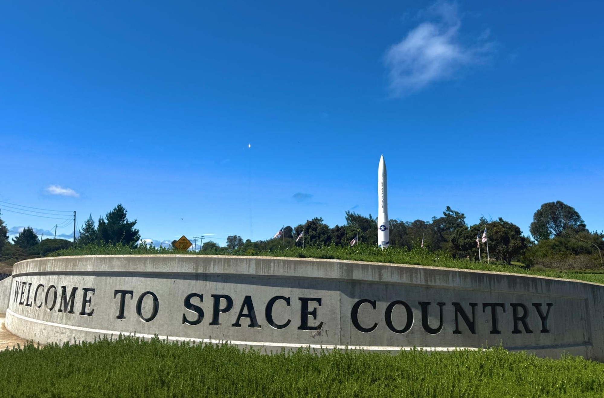 a sign reads "welcome to space country"