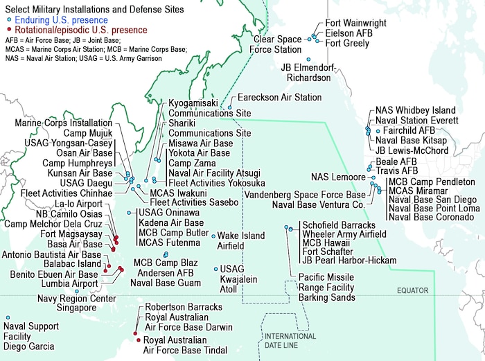 Select US military presence in the Indo-Pacific