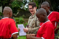 SETAF-AF civil affairs NCO translates French for his team in West Africa