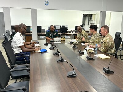 SETAF-AF civil affairs NCO translates French for his team in West Africa