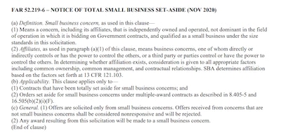 Example of a Small Business Set-Aside notice in a DLA Energy Direct Delivery PC&S Solicitation giving information of small business set aside opportunities with this procurement.