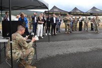 A delegation of more than 20 Lithuanian defense, diplomatic and business officials visited the Unmanned Aircraft Systems facility at Fort Indiantown Gap, Pennsylvania, Sept. 23, 2025, as part of a five-day mission in the United States. Loreta Maskolioviene, Lithuania’s vice-minister of national defense, led the delegation which was received by U.S. Army Maj. Gen. John R. Pippy, Pennsylvania’s adjutant general, and other Guard leaders. (U.S. Army National Guard photo by Zane Craig)