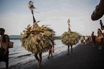 Members of the Tolai people perform a Kinavai Dawn Dance during a celebration for Papua New Guinea's 50th Independence Day on Sept. 16, 2025.