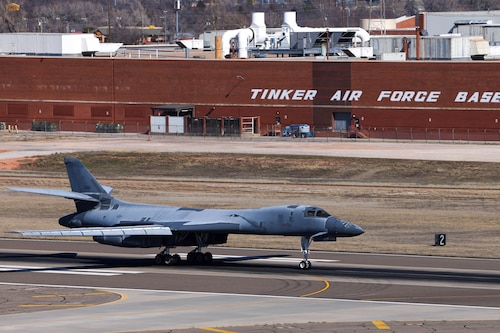 A plane landing on a runway