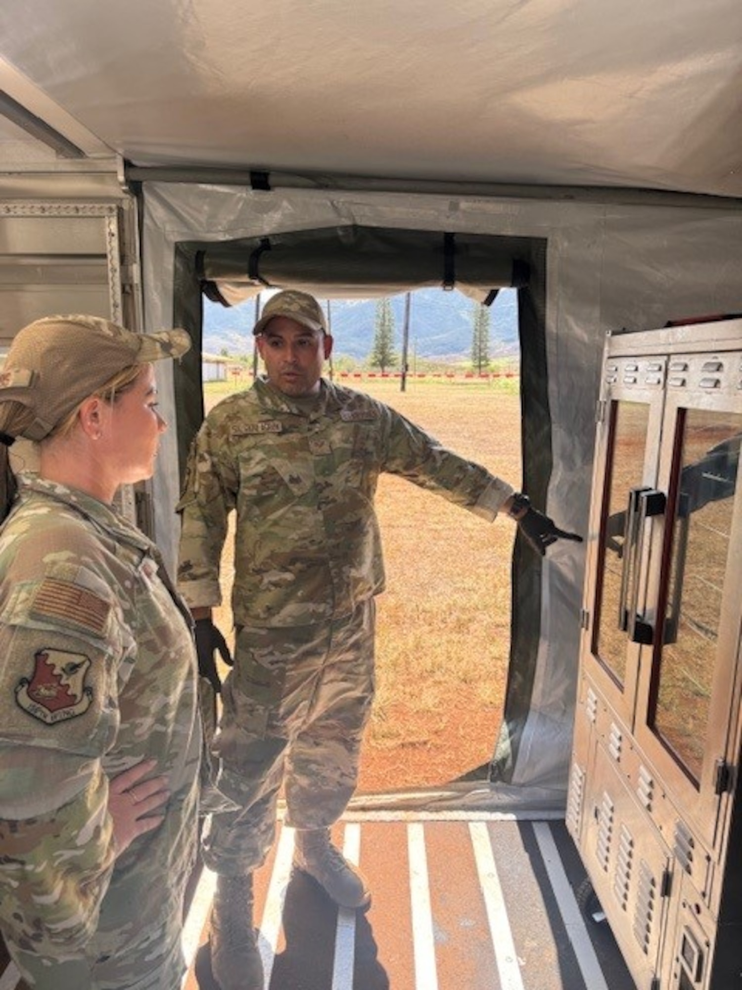 U.S. Airmen with the 156th Force Support Squadron, Puerto Rico Air National Guard, prepare meals during an Innovative Readiness Training project at Kapolei, Hawaii, August 2025. IRT delivers joint training opportunities to increase deployment readiness and provides key services to American communities. (U.S. Air National Guard courtesy photo)