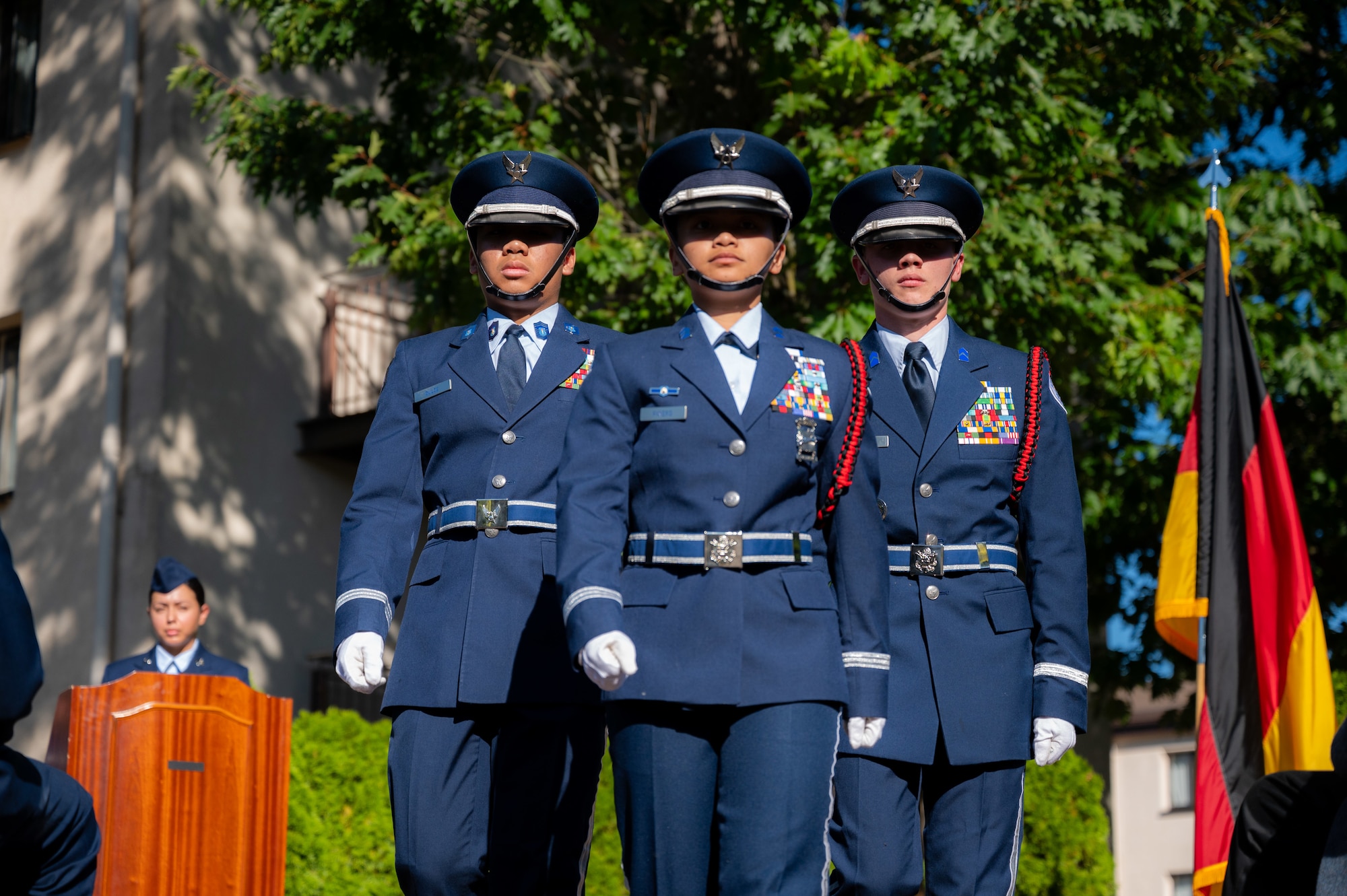 Air Force Junior Reserve Officers' Training Corps cadets prepare for the wreath laying ceremony