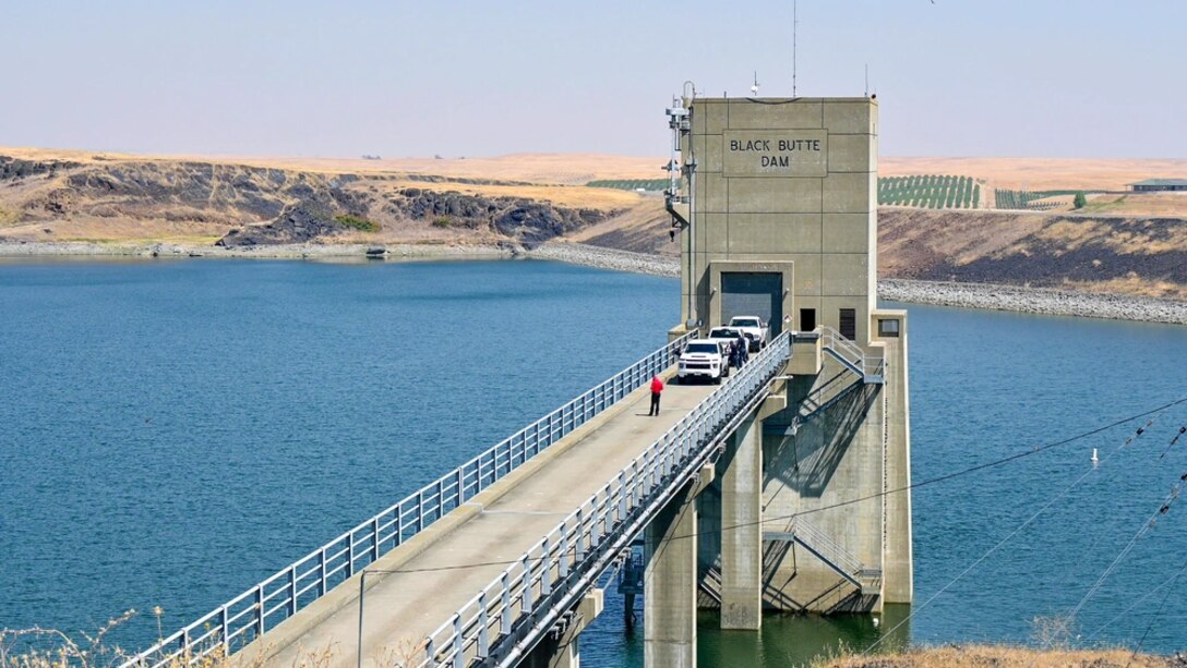 Black Butte Dam, operated by the U.S. Army Corps of Engineers, provides flood risk management, water storage, and recreation opportunities for the surrounding communities at Black Butte Lake, California, July 18, 2024.
